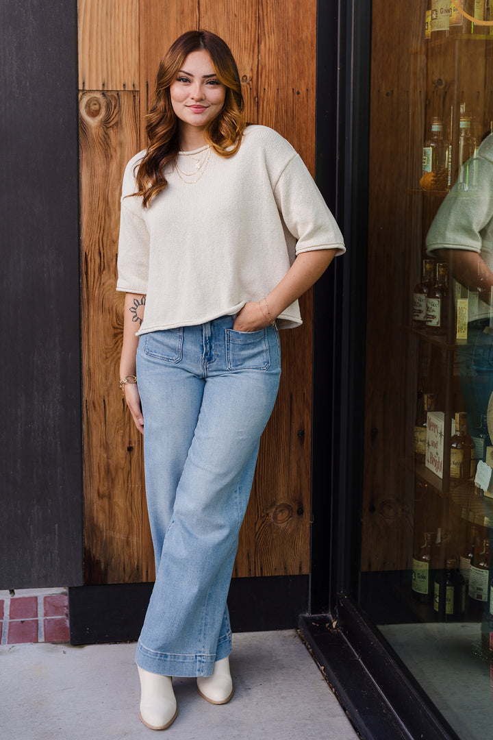 The On The Edge Rolled Sleeve Sweater