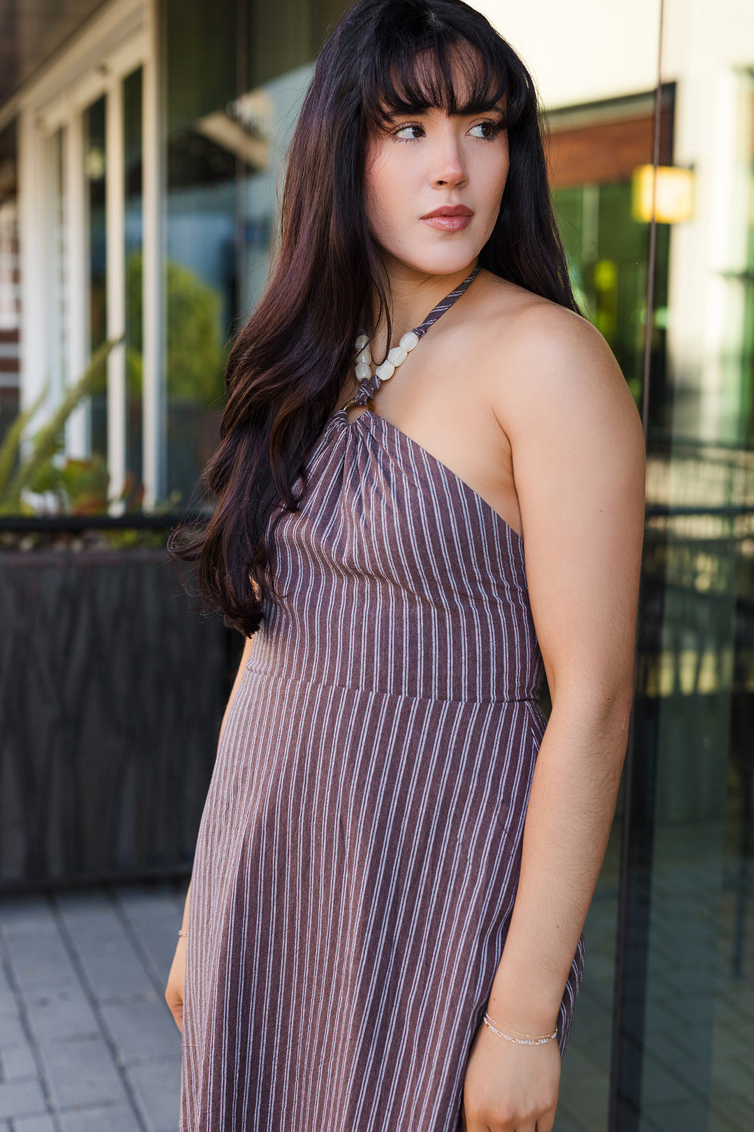 The Oahu Beaded Halter Midi Dress
