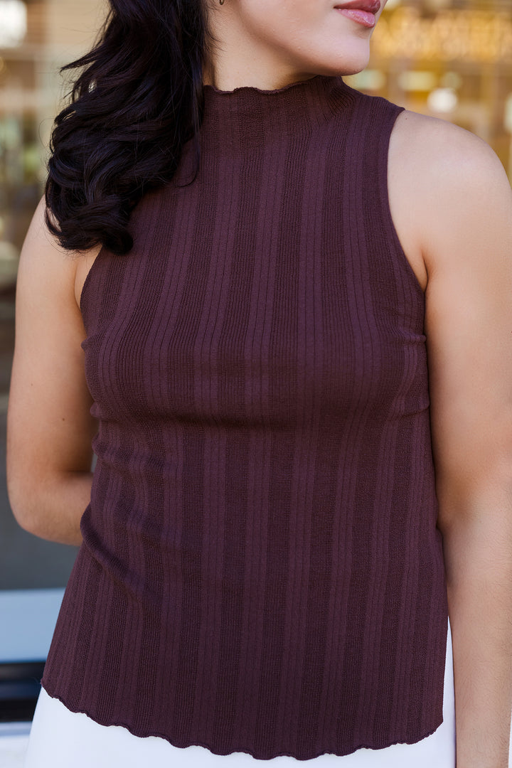 The End Game Brown Side Slit Sweater Top