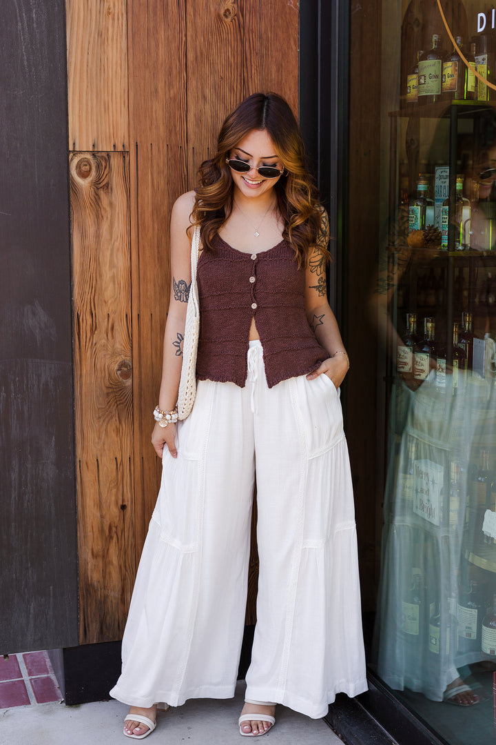 The Bali Lace Trimmed Wide Leg Pants