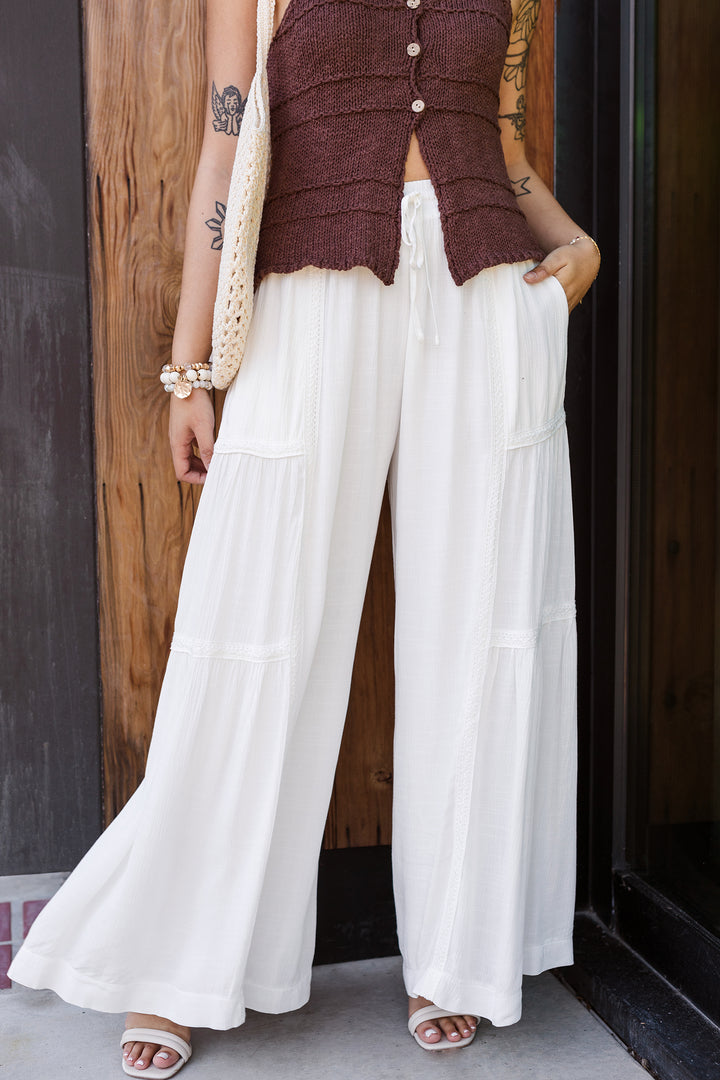 The Bali Lace Trimmed Wide Leg Pants