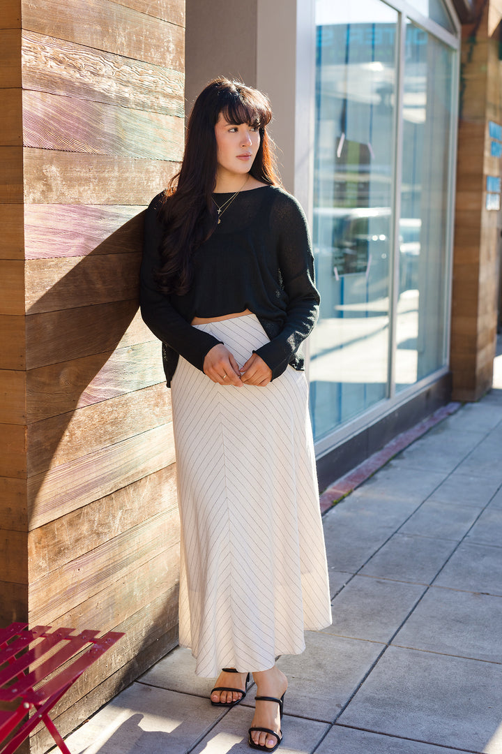 The Seaside Pinstripe Maxi Skirt