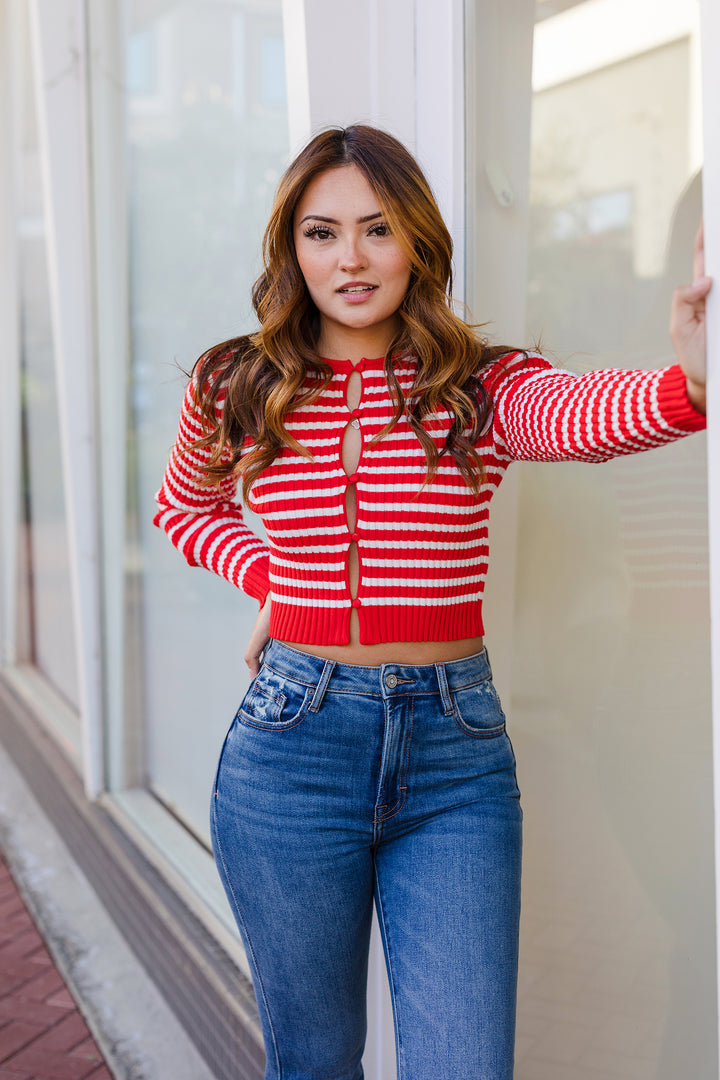 The Lover's Striped Cardigan Top