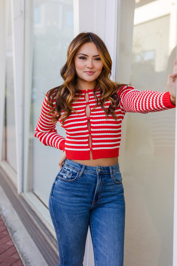 The Lover's Striped Cardigan Top
