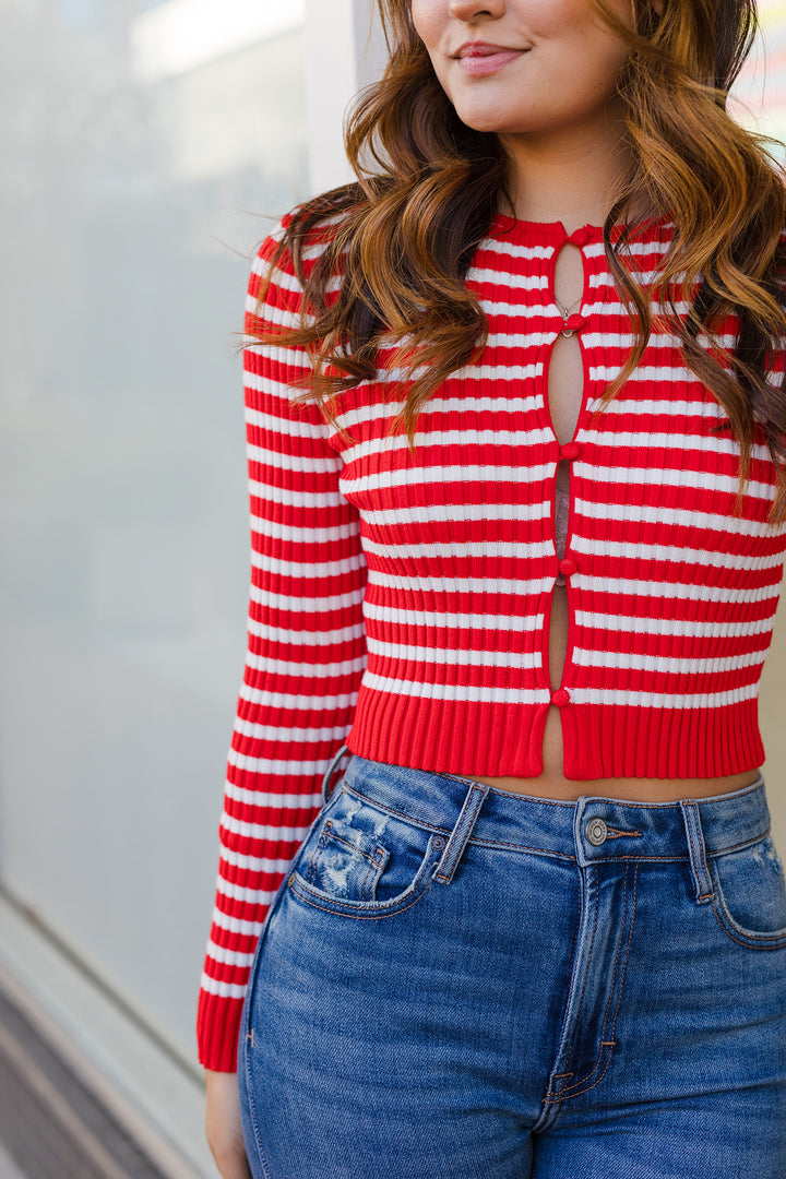 The Lover's Striped Cardigan Top