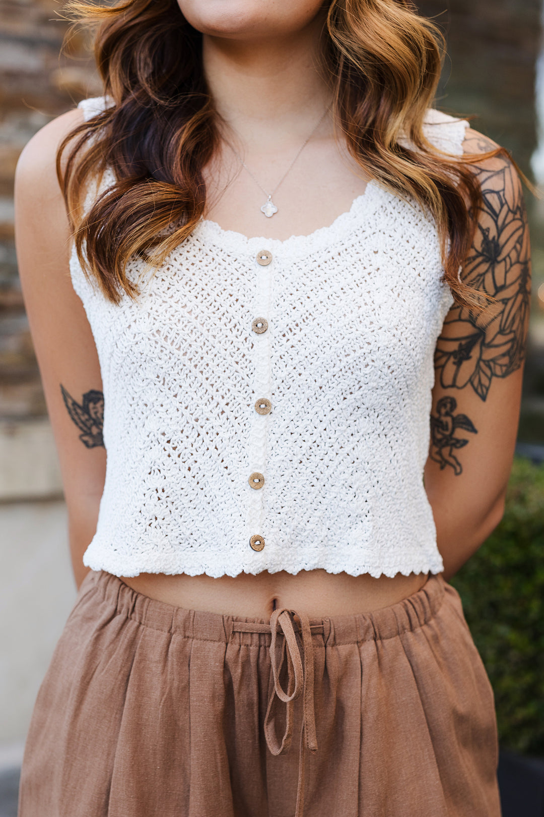 The Soft Focus Crochet Sleeveless Top