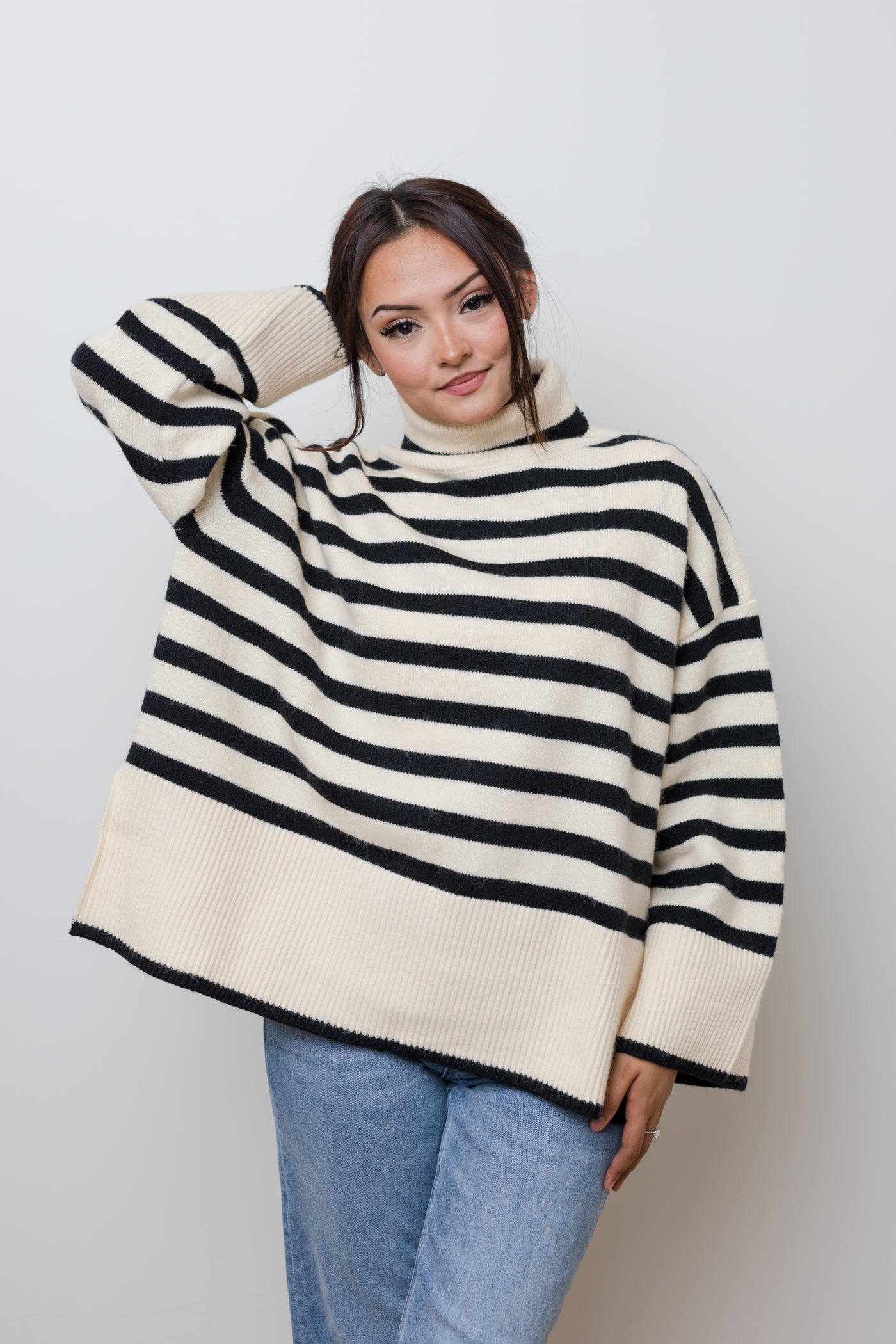 The Modern Chic Striped Turtleneck Sweater
