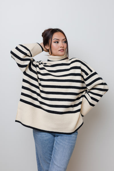 The Modern Chic Striped Turtleneck Sweater