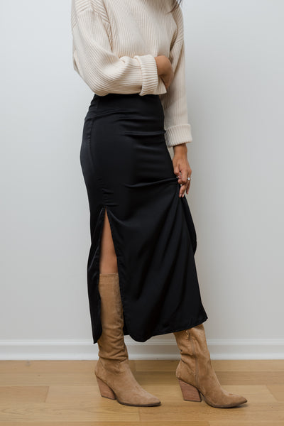 The Skyfall Satin Midi Skirt