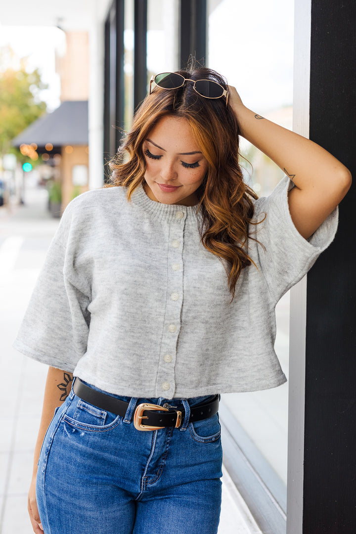 The Always & Forever Heather Gray Short Sleeve Cardigan