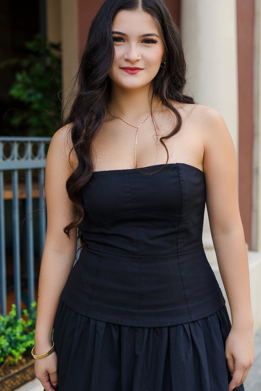 The First In Class Strapless Drop Waist Midi Dress
