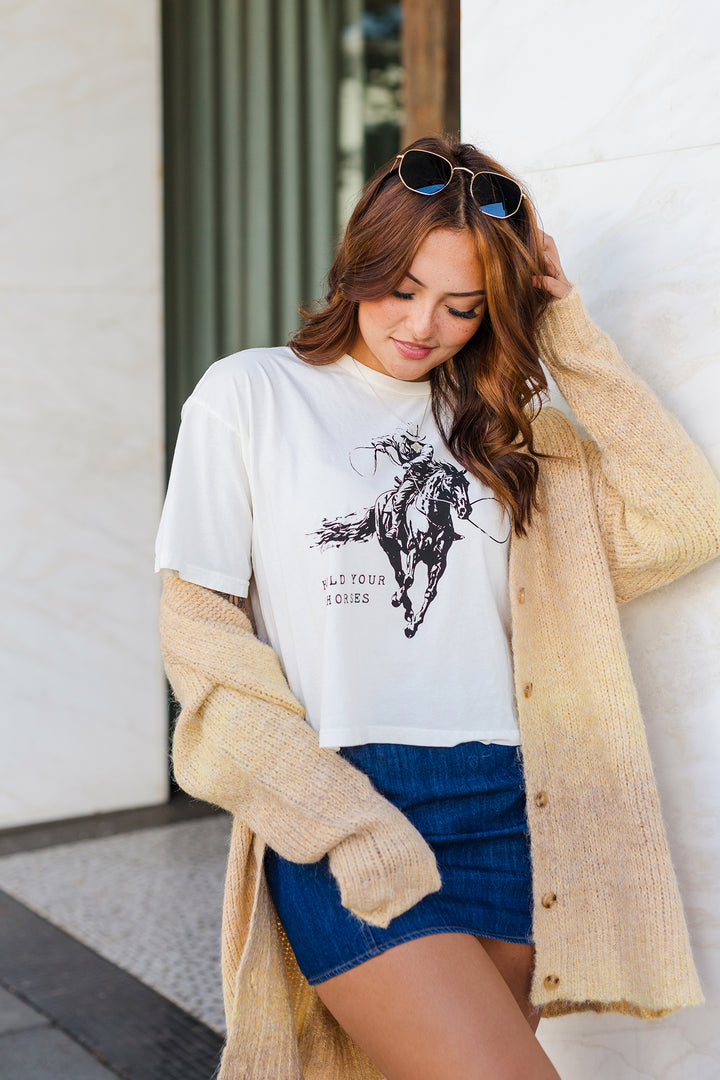 The Hold Your Horses Cropped Graphic T-Shirt