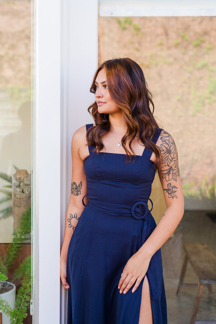 The Heaven Sent Navy Midi Dress