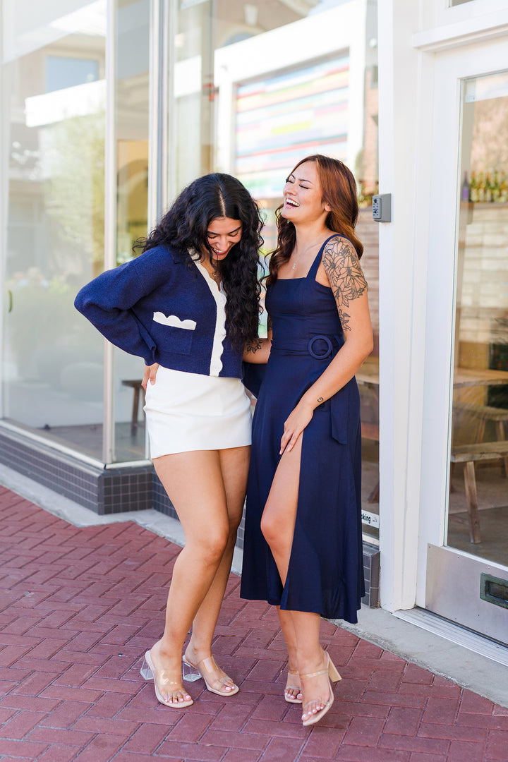 The Heaven Sent Navy Midi Dress