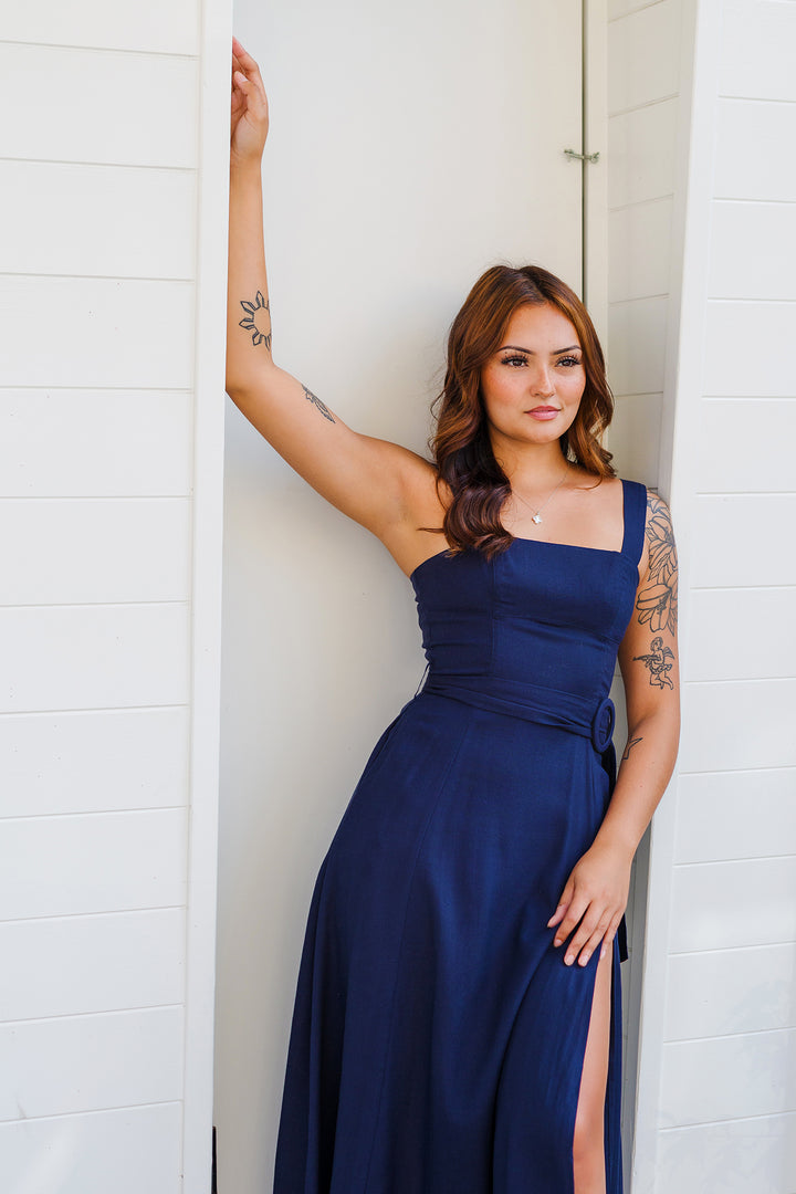 The Heaven Sent Navy Midi Dress