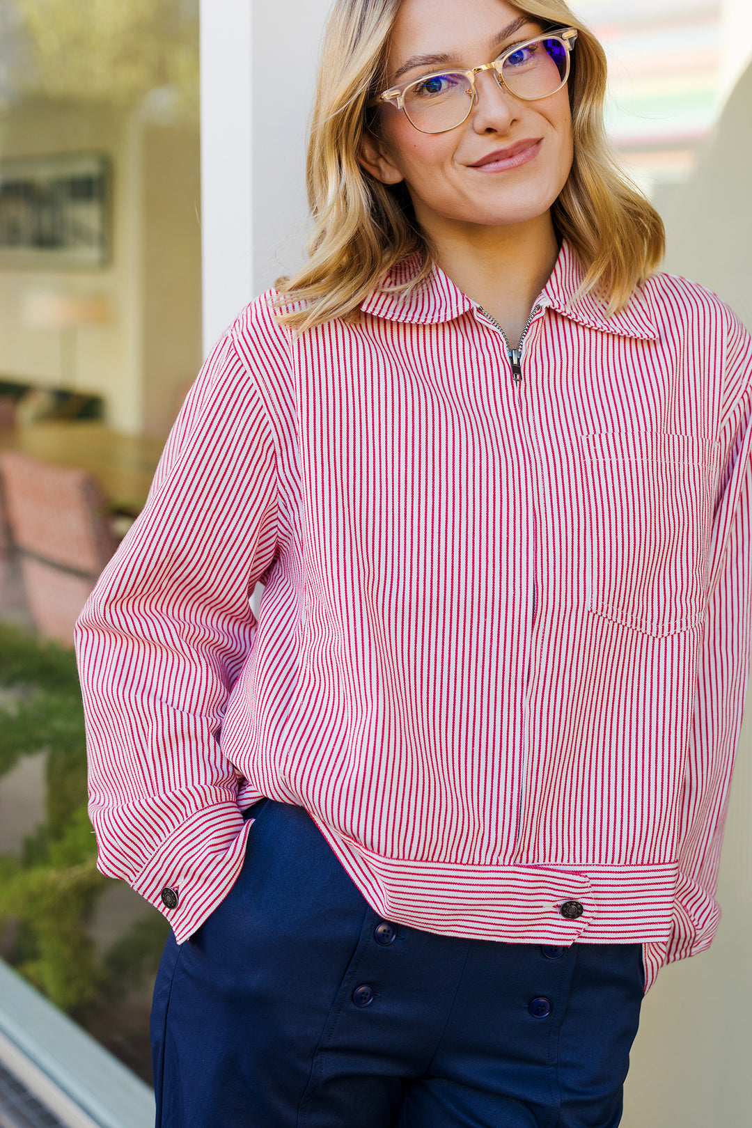 The On My Way Striped Denim Oversized Jacket