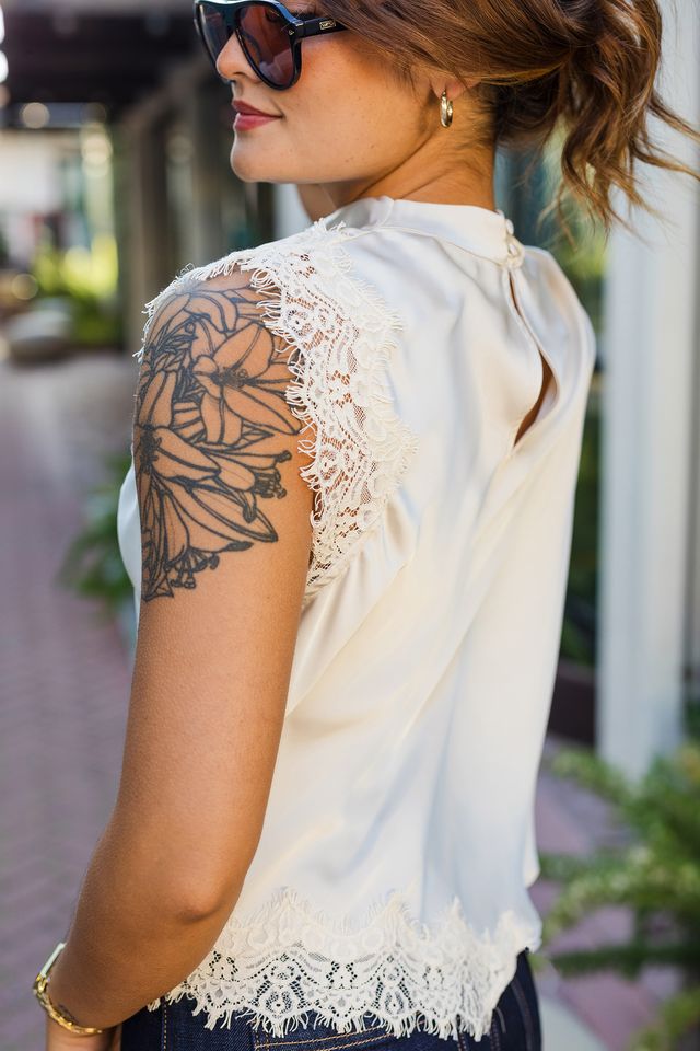 The Cowboy Heartbreaker Lace & Satin Blouse