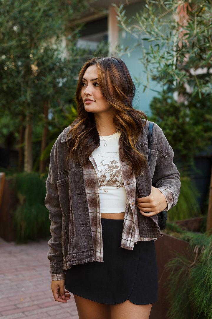 The Forever Young Oversized Pleated Denim Jacket