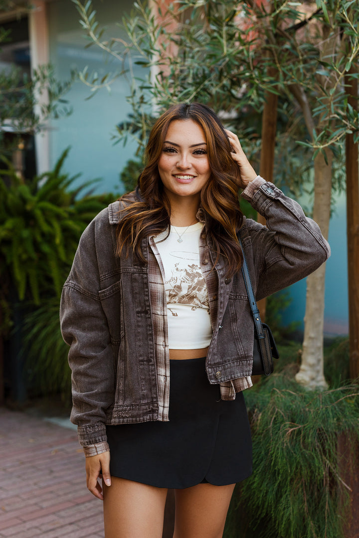 The Forever Young Oversized Pleated Denim Jacket