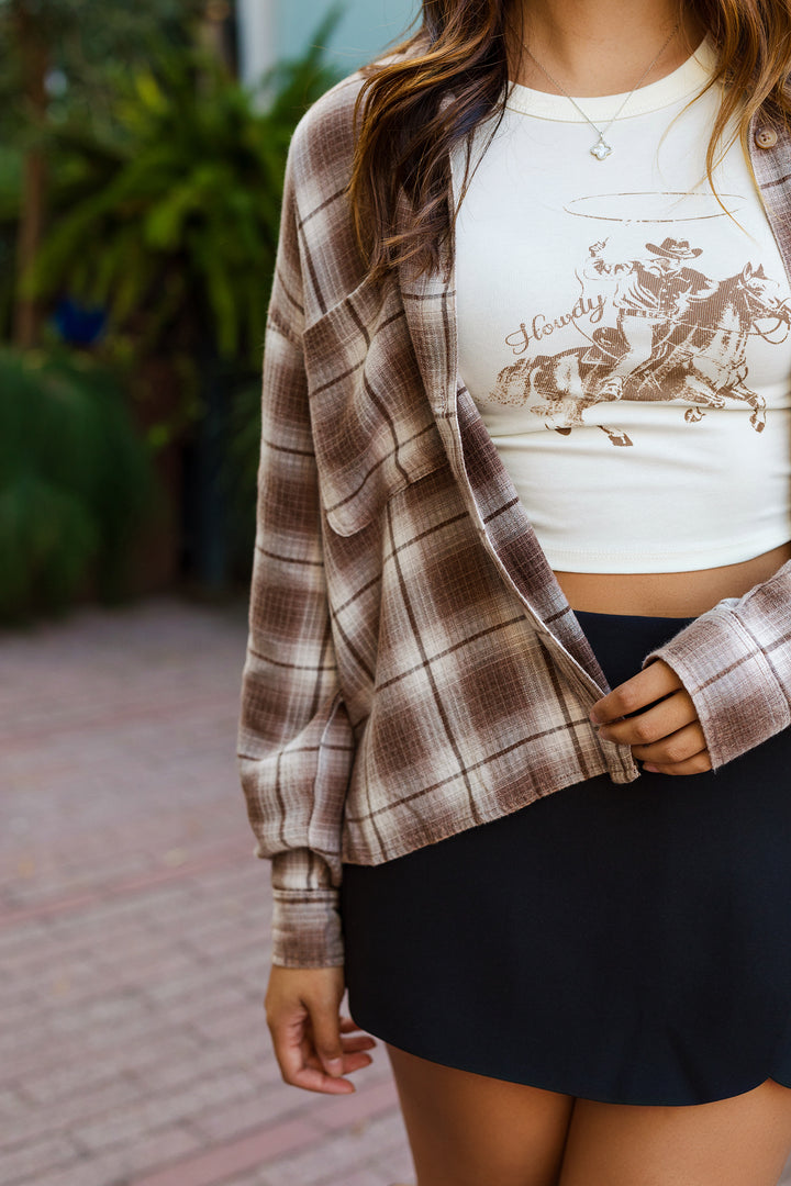 The Perfect In Plaid Boxy Button Front Shirt