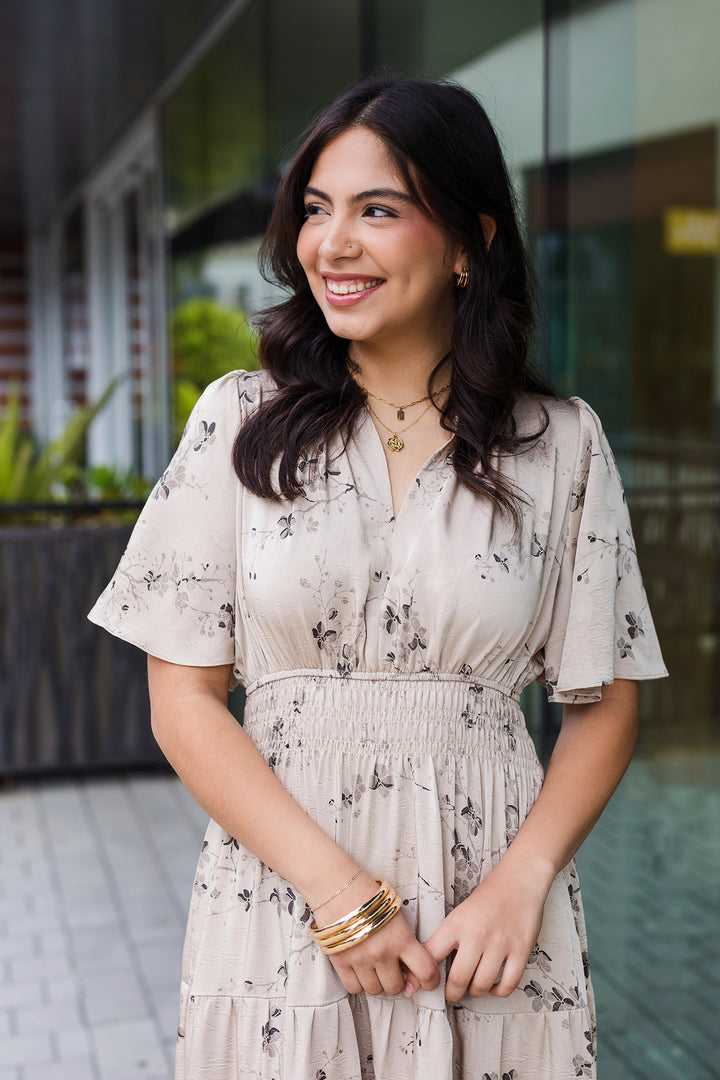 The Wind & Wildflowers Satin Midi Dress