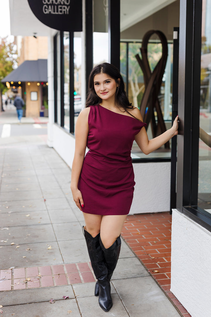 The Living In The Moment One Shoulder Mini Dress