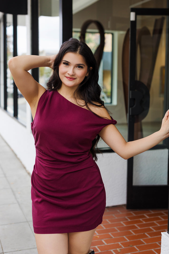 The Living In The Moment One Shoulder Mini Dress