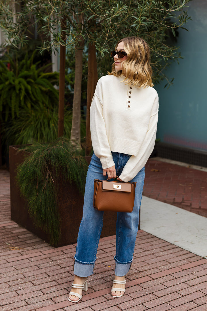 The Bundling Up Half Button Down Sweater