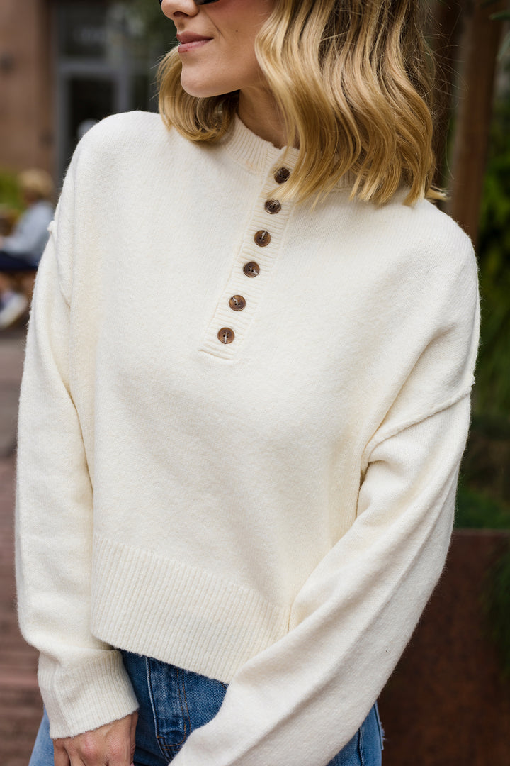 The Bundling Up Half Button Down Sweater