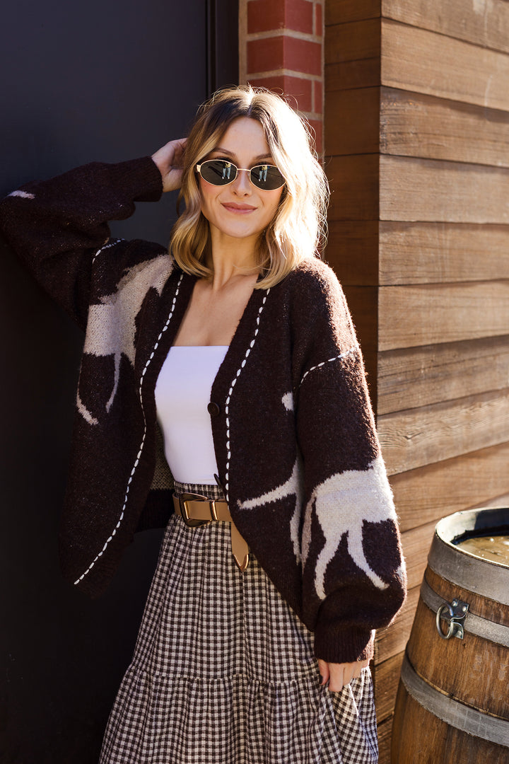 The Nine To Five Chestnut Gingham Tiered Midi Skirt