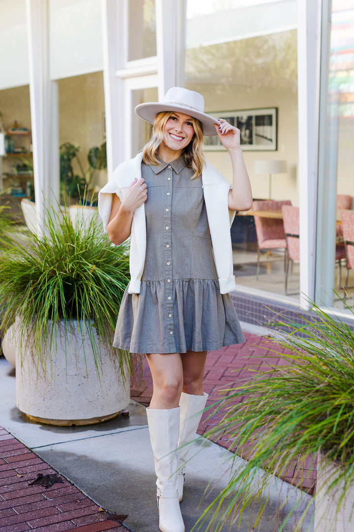 The Lauren Linen Pleated Mini Dress