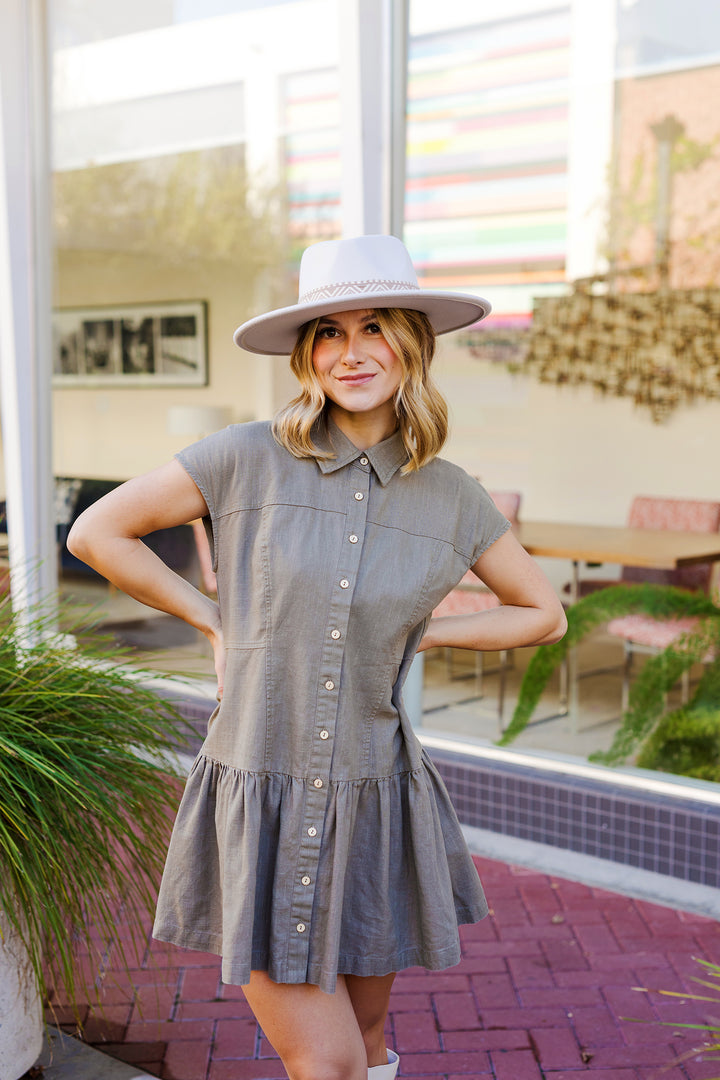 The Lauren Linen Pleated Mini Dress