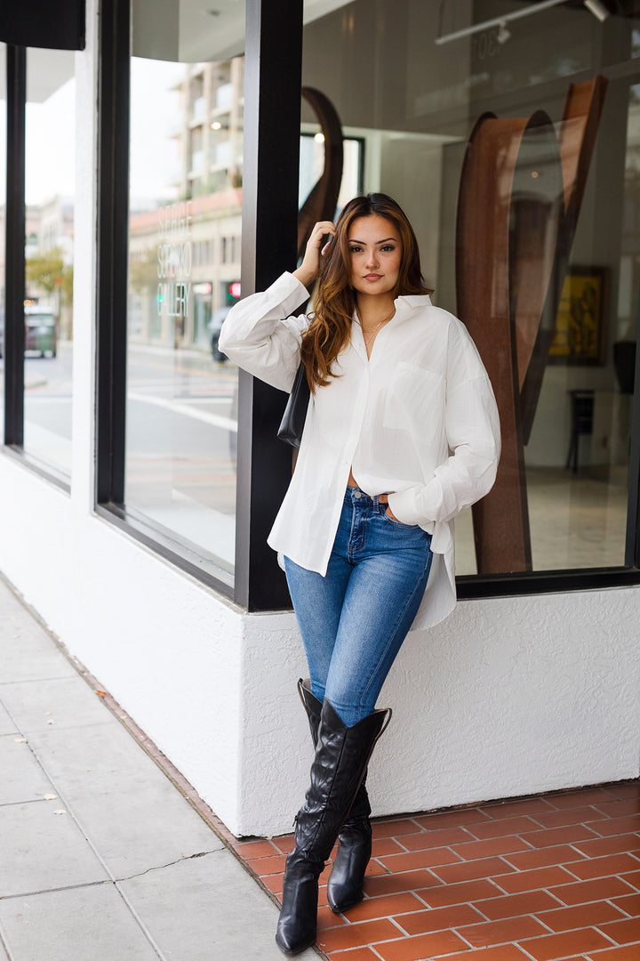 The Olivia Oversized White Collared Shirt