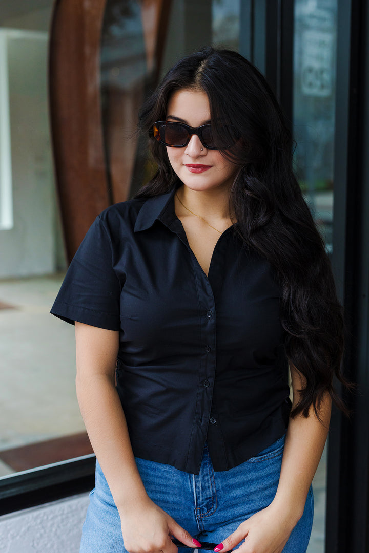 The Saxon White Button Front Top