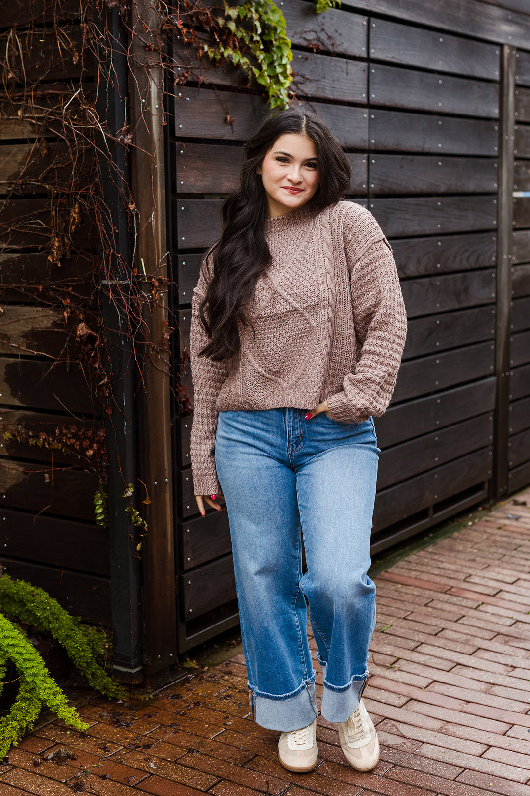 The Carson Cable Front Crop Sweater