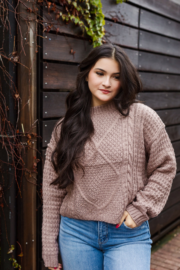 The Carson Cable Front Crop Sweater