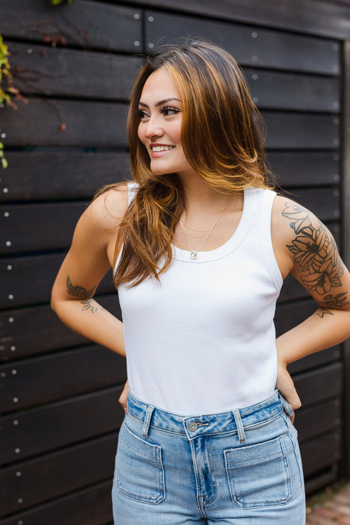 The Time Out Scoop Neck Ribbed Tank Top