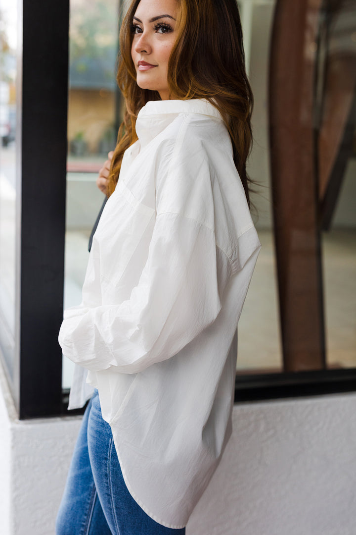 The Olivia Oversized White Collared Shirt