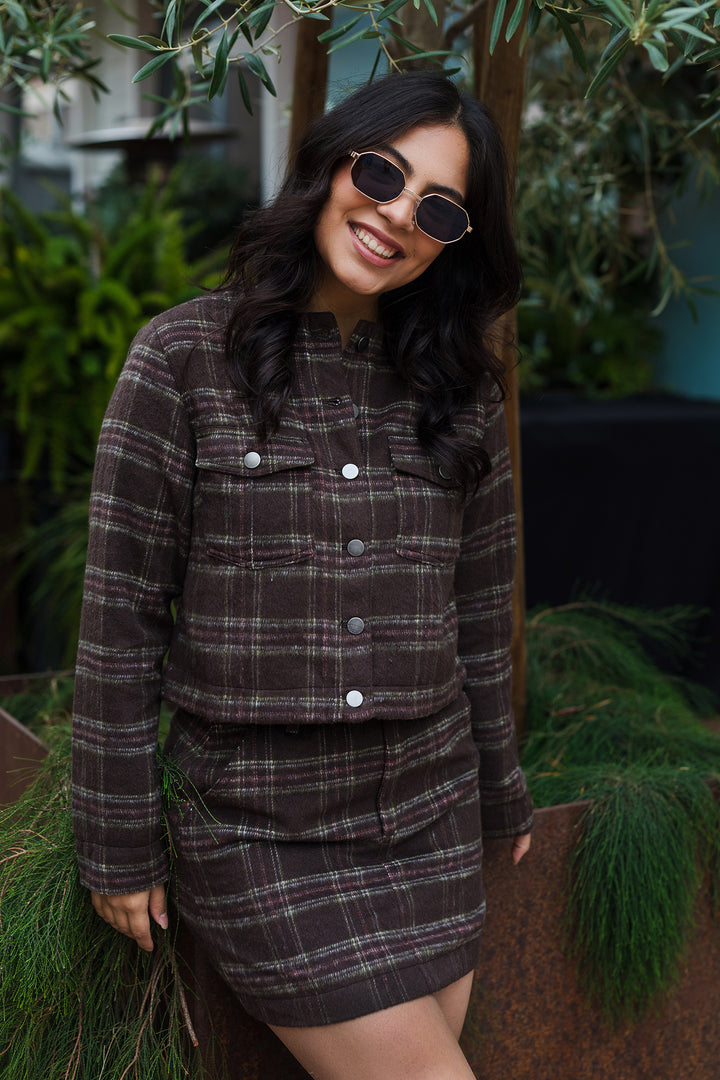 The Serena Chocolate Plaid Mini Skirt