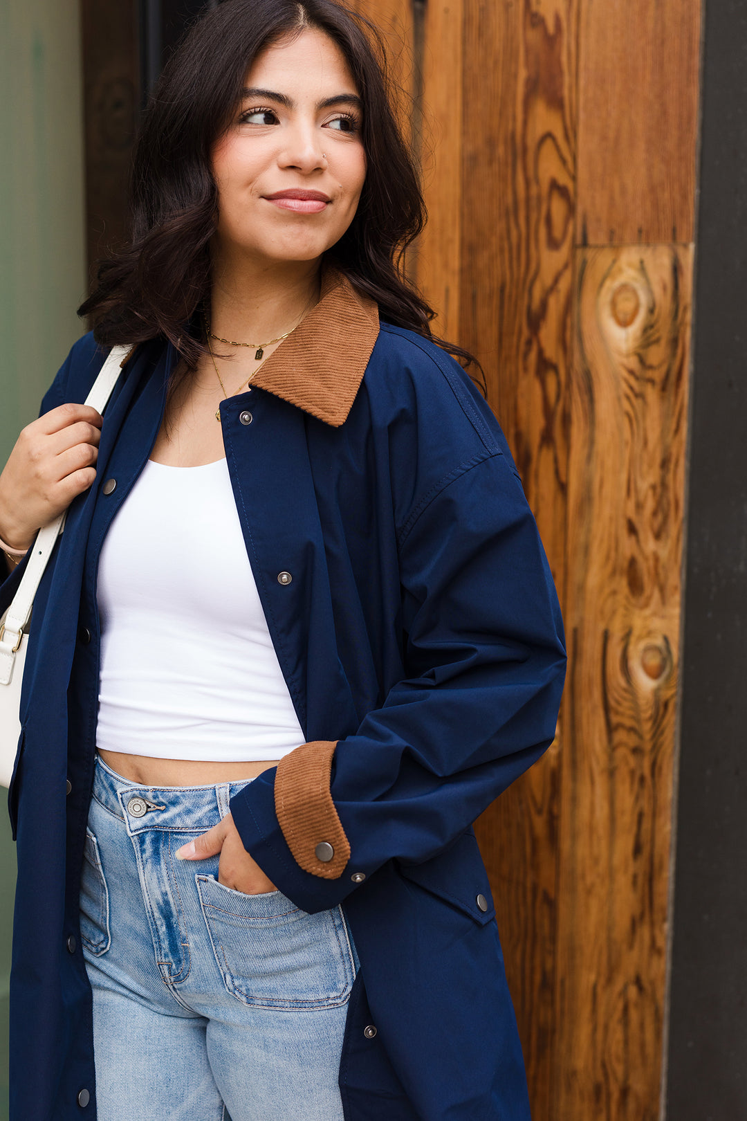 The Clocking Trends Navy Long Trench Coat