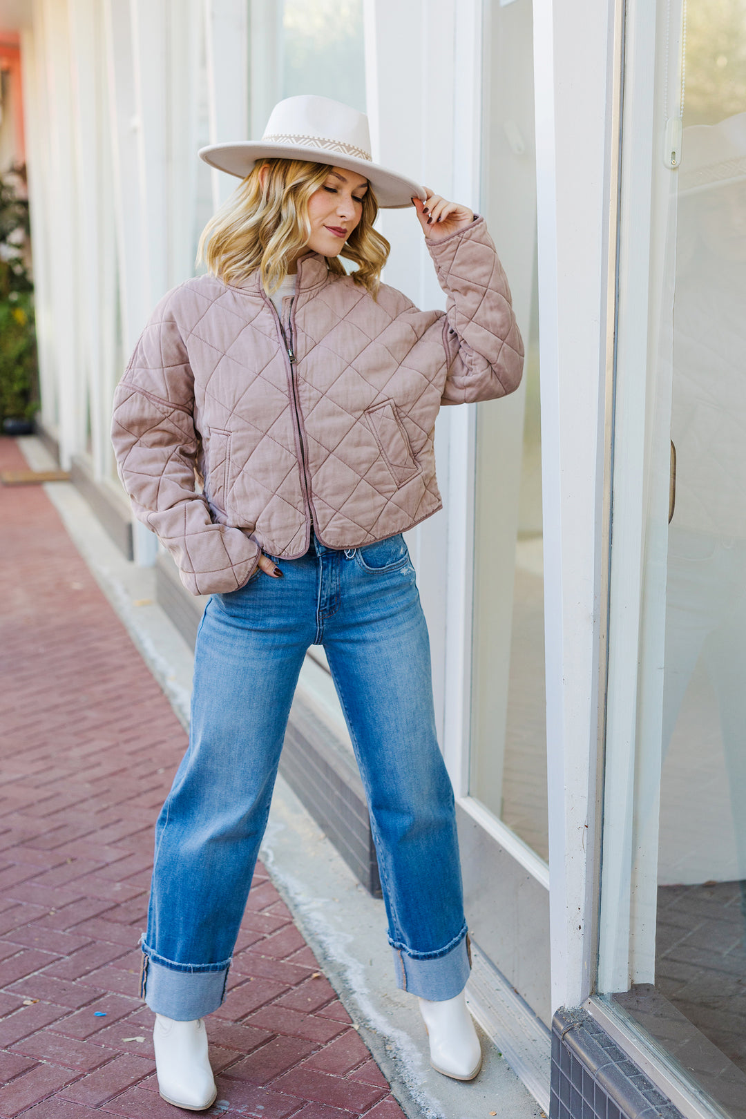 The Break The Chill Mauve Quilted Jacket
