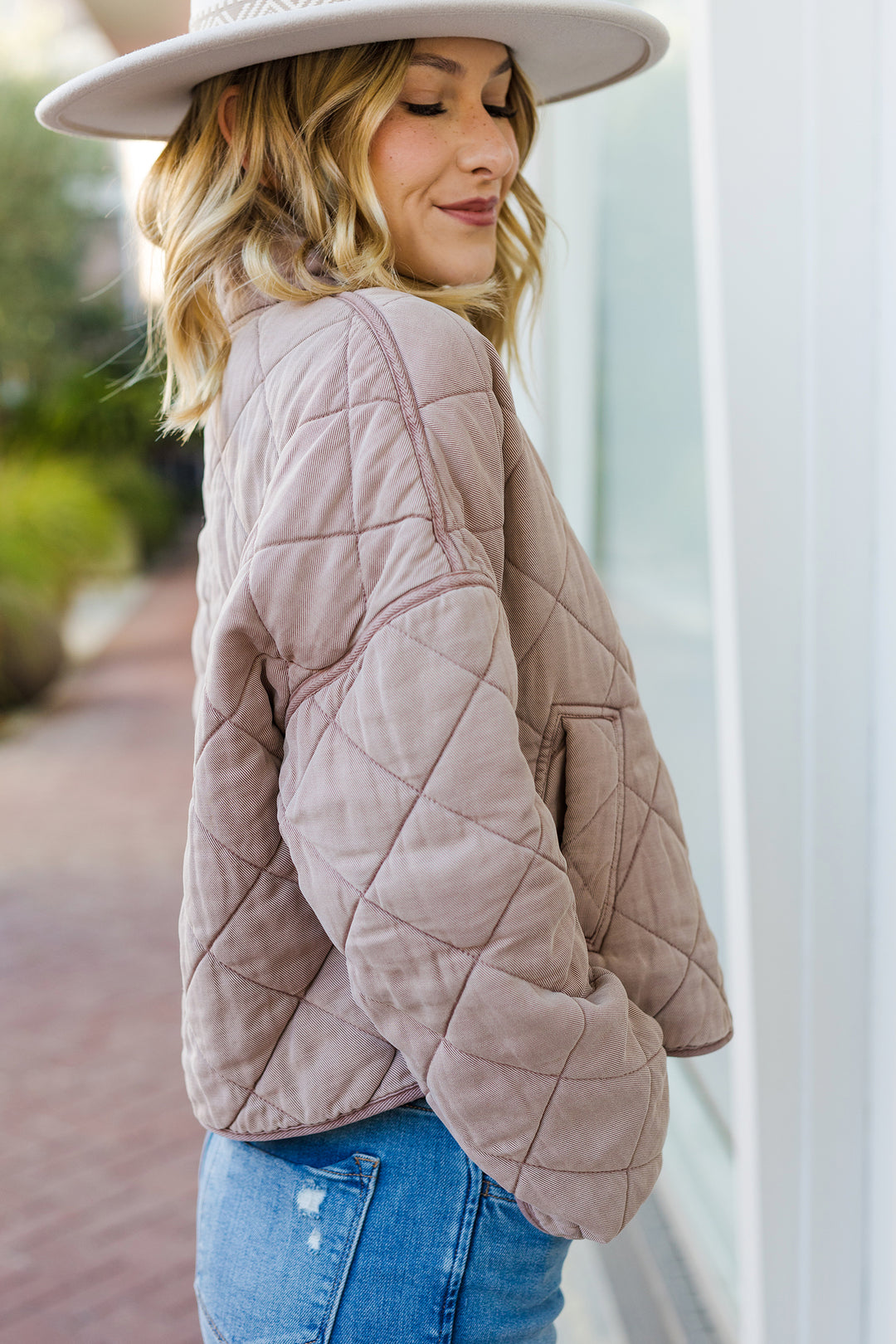 The Break The Chill Mauve Quilted Jacket