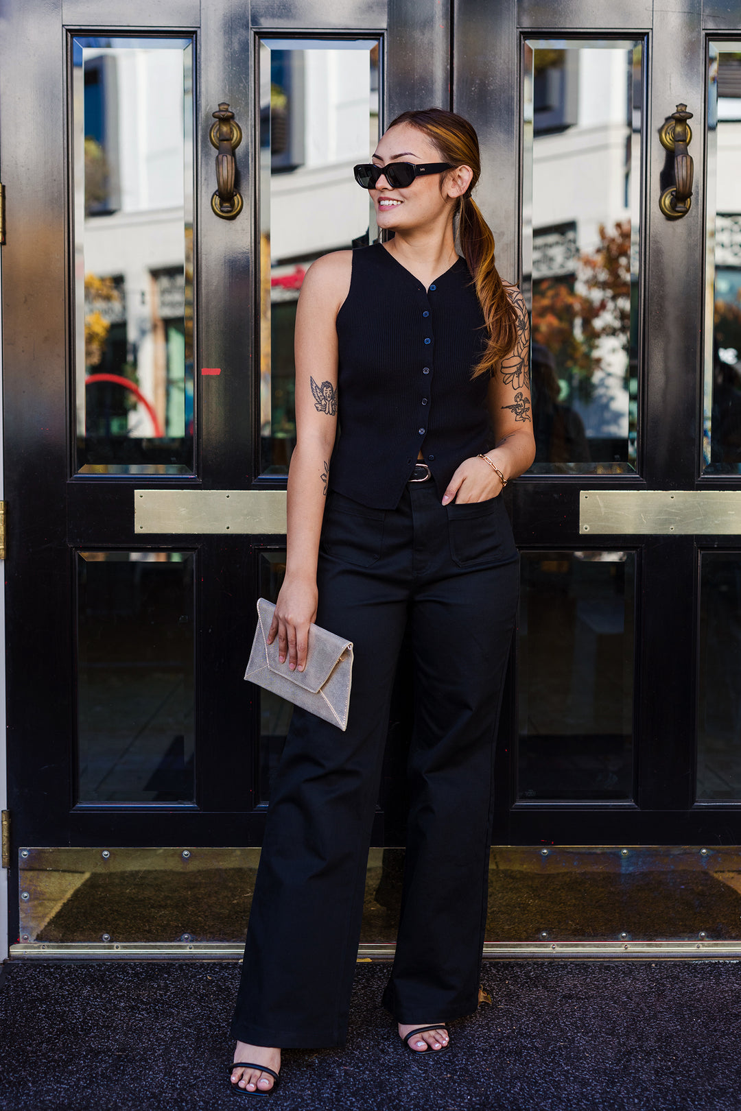 The Split Decision Sleeveless Cardigan