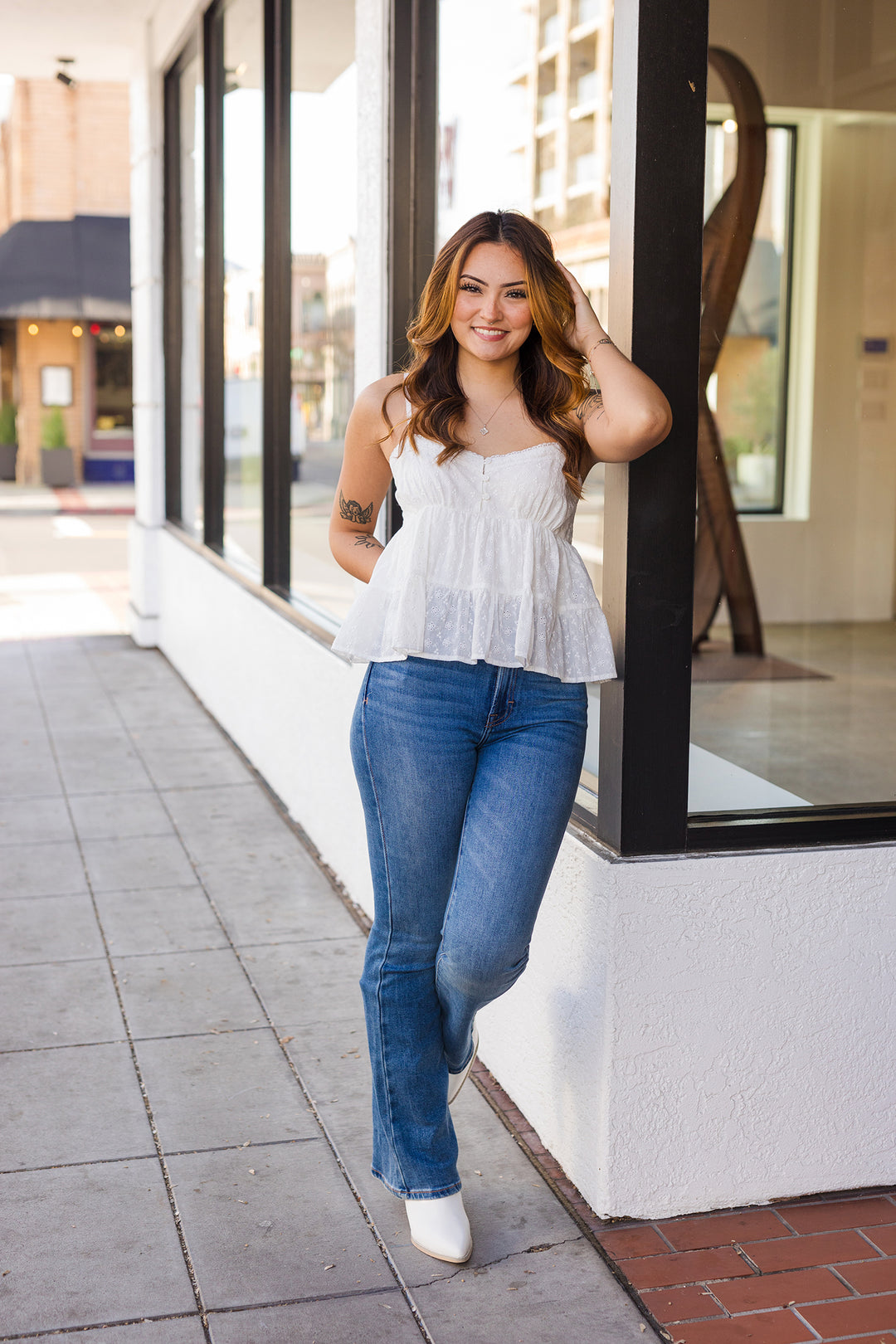 The Days Of Summer White Eyelet Cami Top