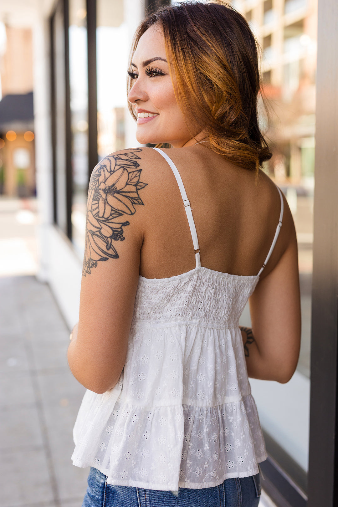 The Days Of Summer White Eyelet Cami Top