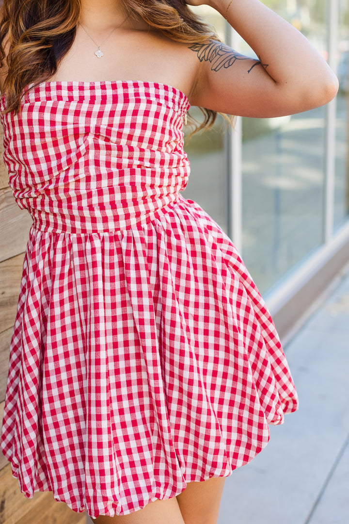 The Strawberry Fields Red Gingham Mini Dress