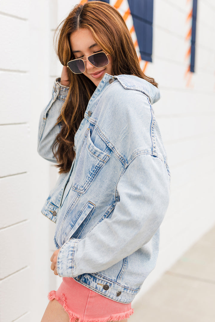 The Chloe Back Pleated Denim Jacket