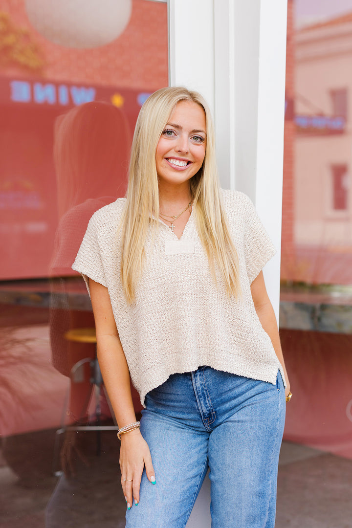 The C'est La Vie Cropped Short Sleeve Summer Sweater
