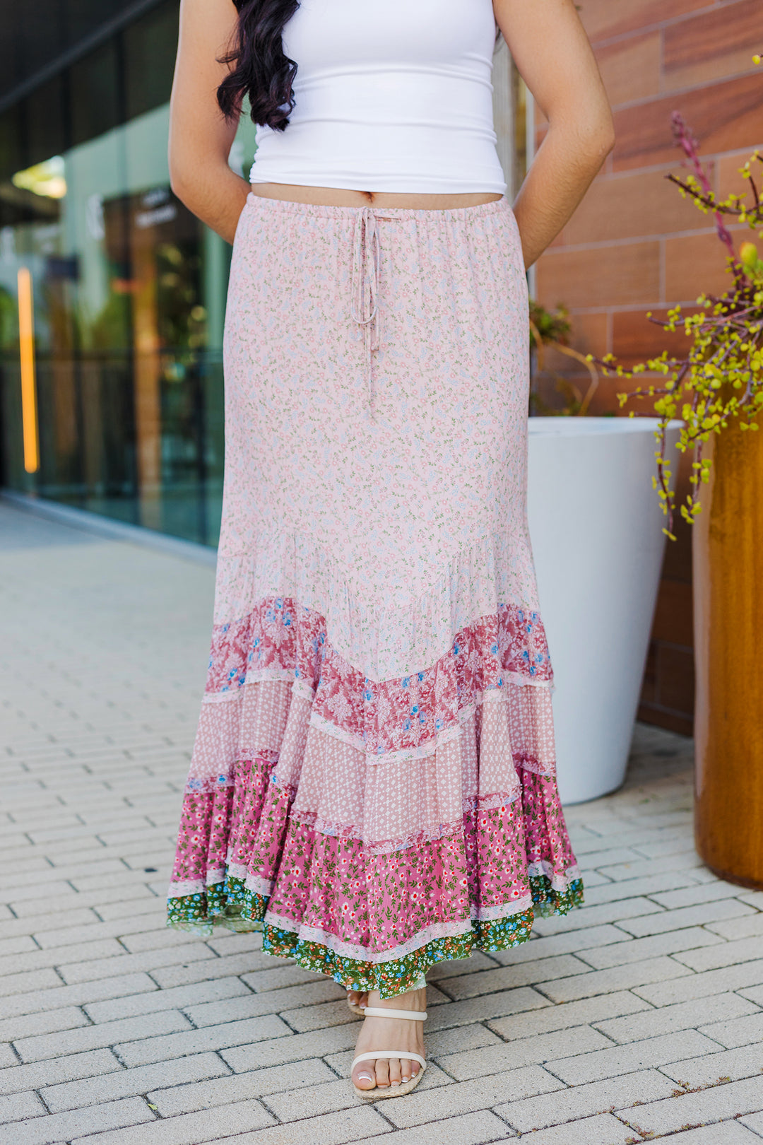 The Spin Her Around Floral Tiered Maxi Skirt