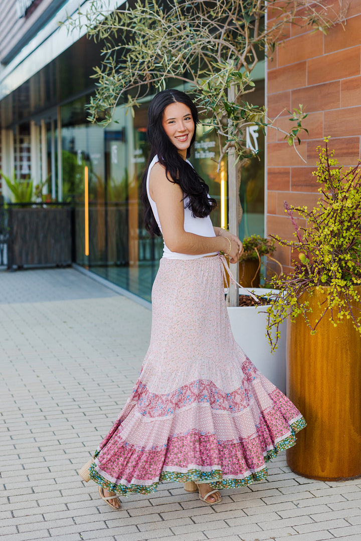 The Spin Her Around Floral Tiered Maxi Skirt